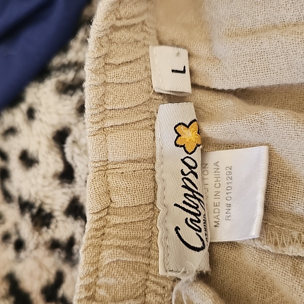 Beige Drawstring Pants - image 2